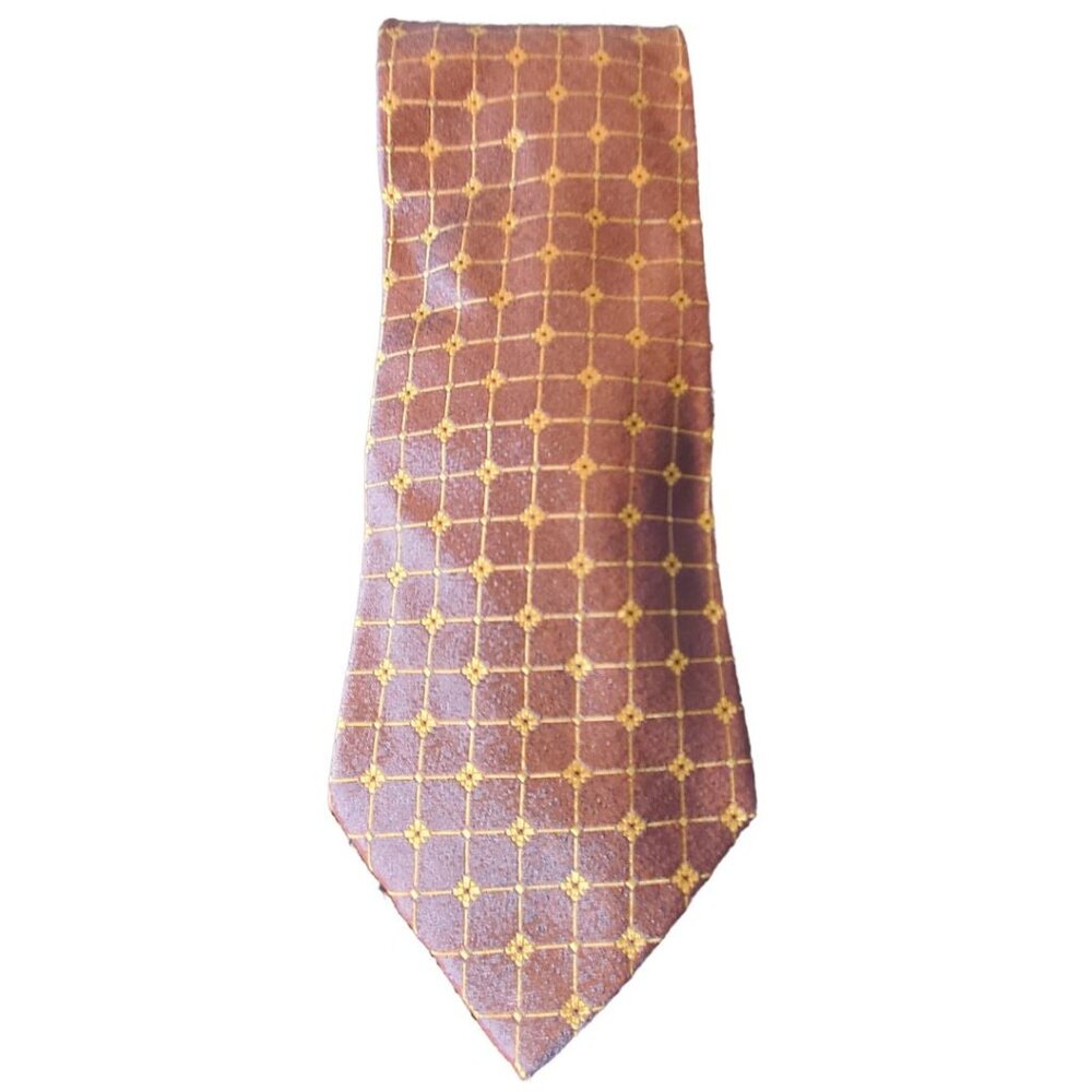 Vintage Club Room Men's Italian Two Colorway Purple and Copper Silk Neck Tie